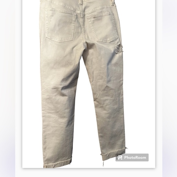 Free People Lacey Stilt Sz 27 Cream Denim Button Fly Distressed Jeans - Picture 5 of 12